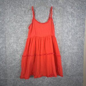 Easel Women's Casual Knit Sleeveless  Sun Dress Midi Dress Orange Size S